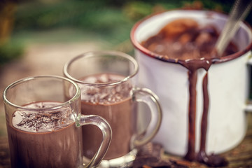 Hot Chocolate on old wooden table