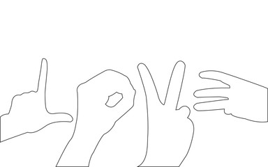 Hand Love Path on the white background