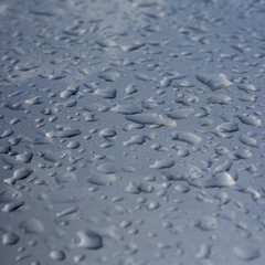 Water drops on black car roof 