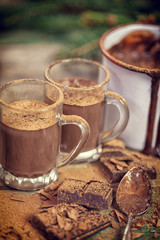 Hot Chocolate on old wooden table