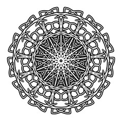  Hand drawn decorative element. mandala ornament. Round floral pattern.