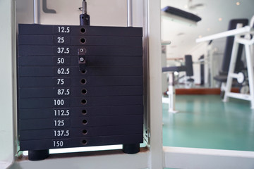 Weight stack in gym