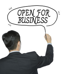 open for business written by man