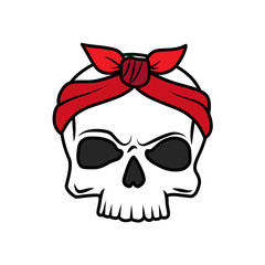 Funny old school tattoo vector skull with bow element