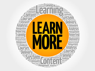 Learn More circle word cloud, business concept