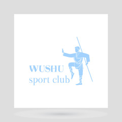 Fight club logo design presentation. Wushu man symbol on white background. Vector illustration