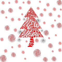 The inscription "Happy New Year" in the form of a Christmas tree. The lettering "Happy New Year".