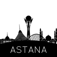 Astana city silhouette, capital of Kazakhstan - obrazy, fototapety, plakaty