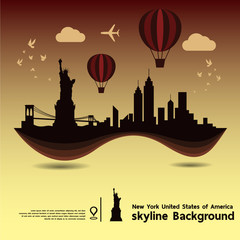 New York, United States of America, skyline background and  travel destination, vector Illustration