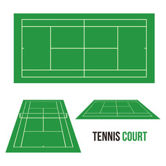 Tennis Grass Court Field Vector Drawing Illustration