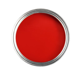 Decorative paint on white background, top view