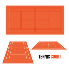 Tennis Clay Court Field Vector Drawing Illustration