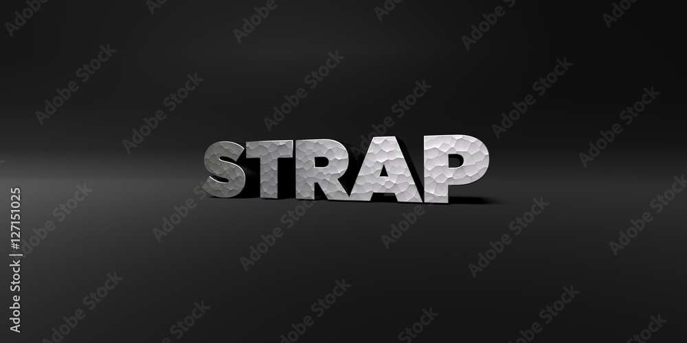Fototapete strap - hammered metal finish text on black studio - 3d rendered royalty free stock photo. this imag
