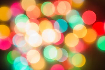 Multicolored defocused bokeh blurry lights