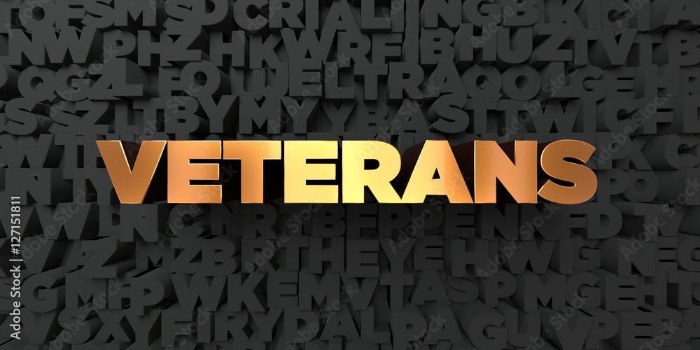 Fototapete veterans - gold text on black background - 3d rendered royalty free stock picture. this image can be