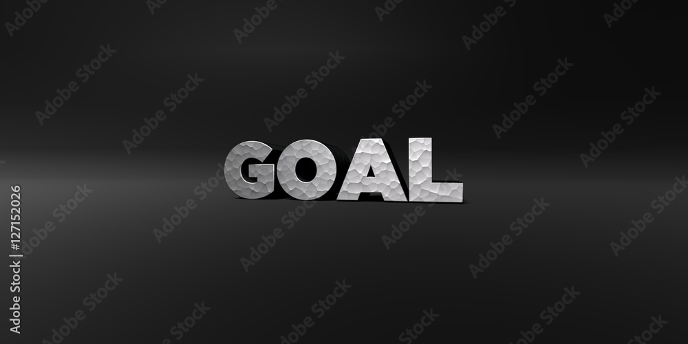 Fototapete goal - hammered metal finish text on black studio - 3d rendered royalty free stock photo. this image