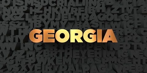 Georgia - Gold text on black background - 3D rendered royalty free stock picture. This image can be used for an online website banner ad or a print postcard.