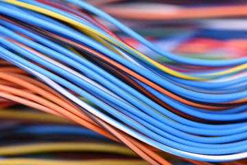 Closeup of cable and wire in internet network systems