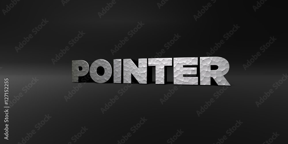 Fototapete pointer - hammered metal finish text on black studio - 3d rendered royalty free stock photo. this im