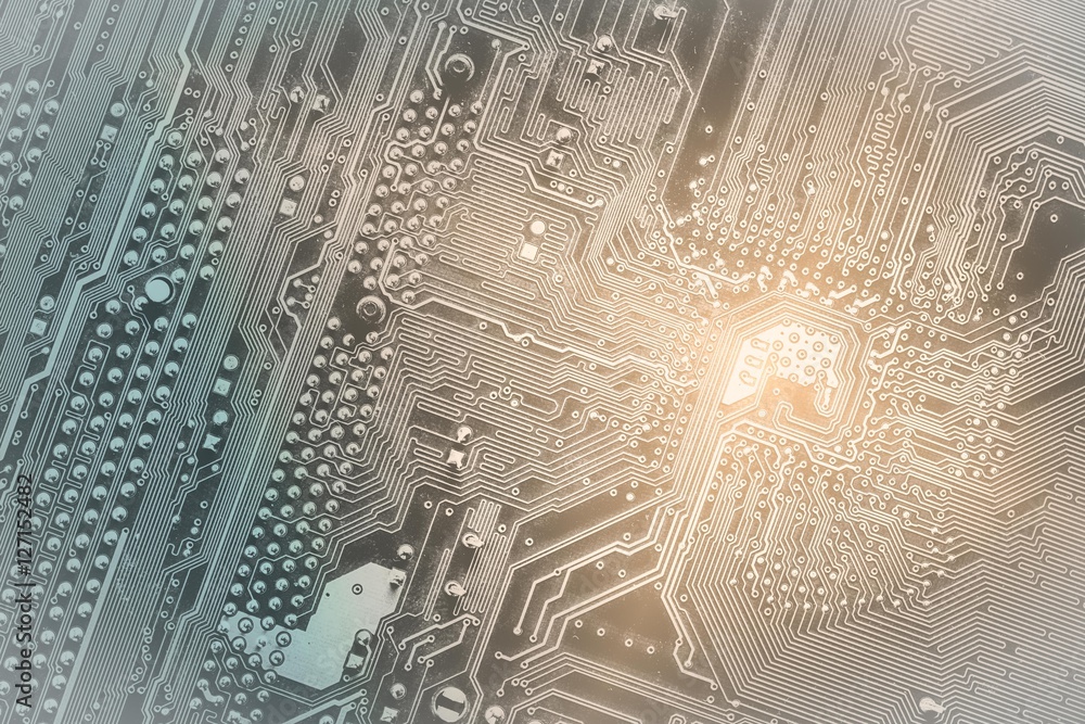 Poster closeup of computer micro circuit board