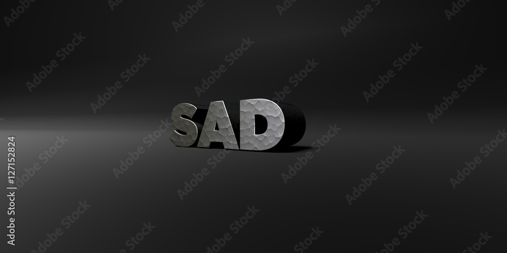 Fototapete sad - hammered metal finish text on black studio - 3d rendered royalty free stock photo. this image 