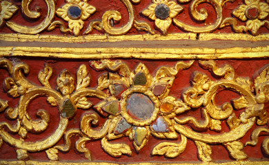 Traditional Thai style pattern decorative, stucco gold paint in