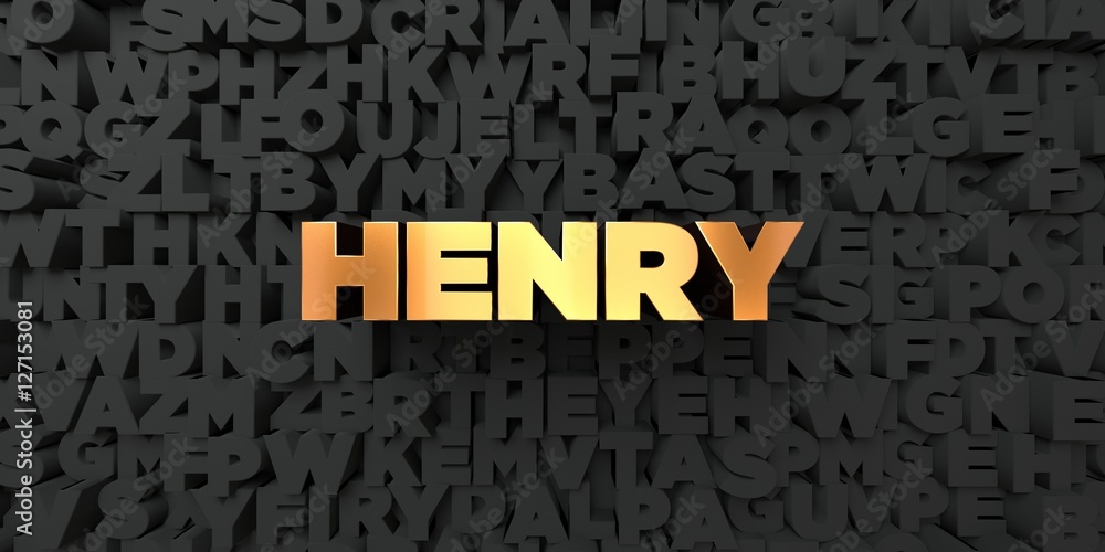 Fototapete henry - gold text on black background - 3d rendered royalty free stock picture. this image can be us
