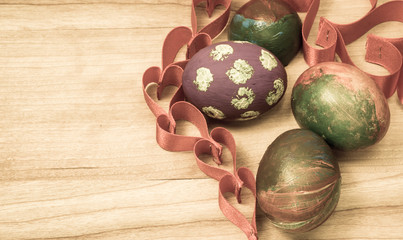 Easter eggs and ribbon
