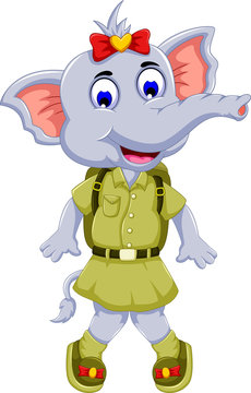 funny elephant cartoon with safari uniform