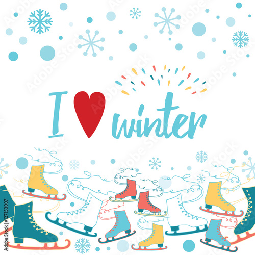 Download "I love winter card decorated snowflakes and snow ...