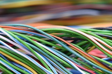 Closeup of cable and wire in internet network systems