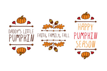 Hand drawn autumn elements with inscription