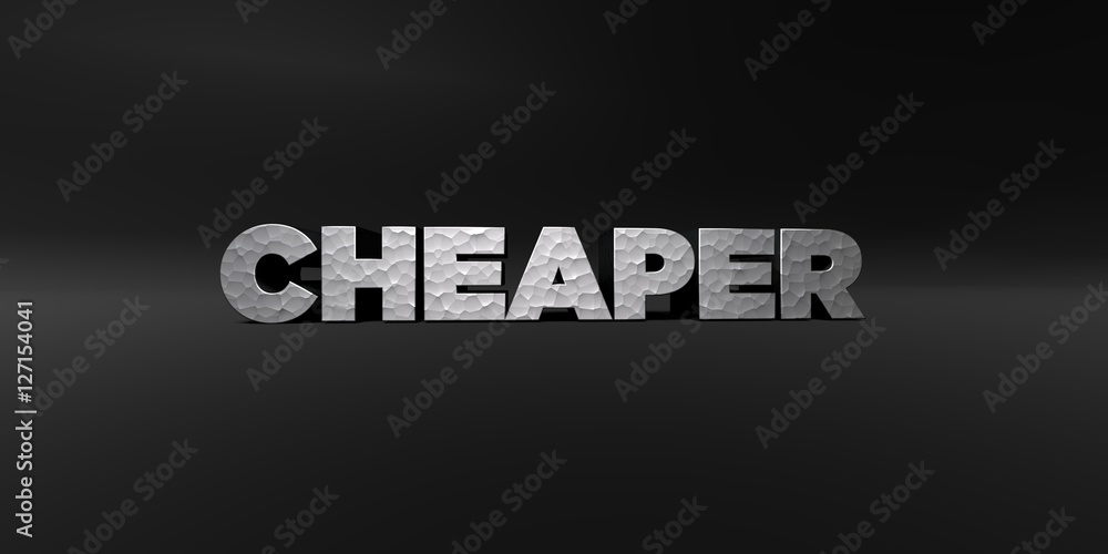 Fototapete cheaper - hammered metal finish text on black studio - 3d rendered royalty free stock photo. this im
