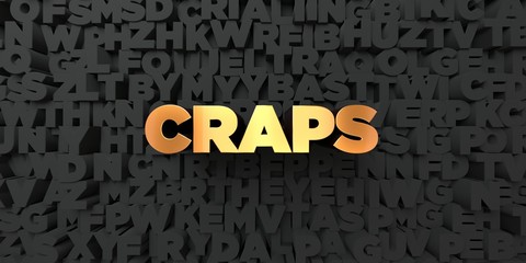 Craps - Gold text on black background - 3D rendered royalty free stock picture. This image can be used for an online website banner ad or a print postcard.