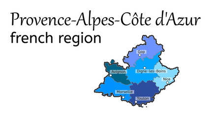 Obraz premium Provence-Alpes-Cote dAzur french region map