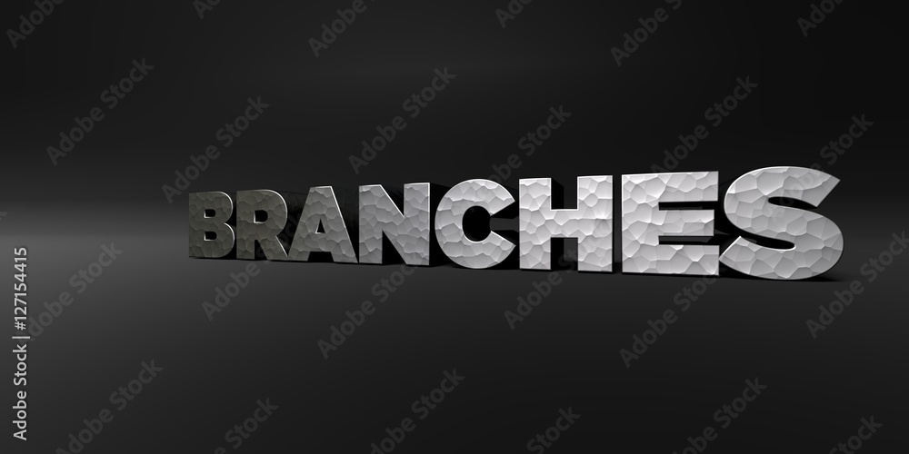 Fototapete branches - hammered metal finish text on black studio - 3d rendered royalty free stock photo. this i