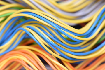 Closeup of cable and wire in internet network systems