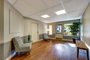 Entrance room with hardwood floor. Apartment house interior