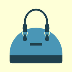 Vector illustration blue flat icon of stylish women bag