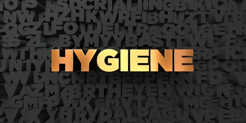 Hygiene - Gold text on black background - 3D rendered royalty free stock picture. This image can be used for an online website banner ad or a print postcard.