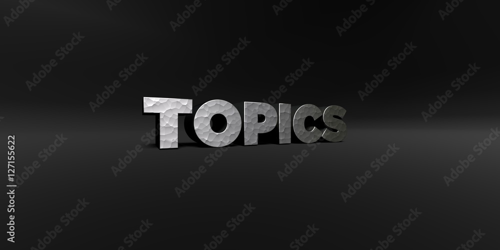 Fototapete topics - hammered metal finish text on black studio - 3d rendered royalty free stock photo. this ima