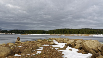Bigstones on river shore