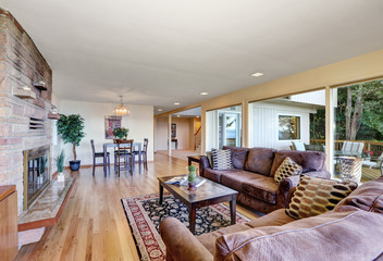 Interior of nicely furnished living and dining room