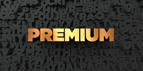 Premium - Gold text on black background - 3D rendered royalty free stock picture. This image can be used for an online website banner ad or a print postcard.