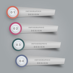 usiness concept timeline. Infograph template, realistic paper 4 steps infographic, vector banner can be used for workflow layout, diagram,presentation, education or any number option.