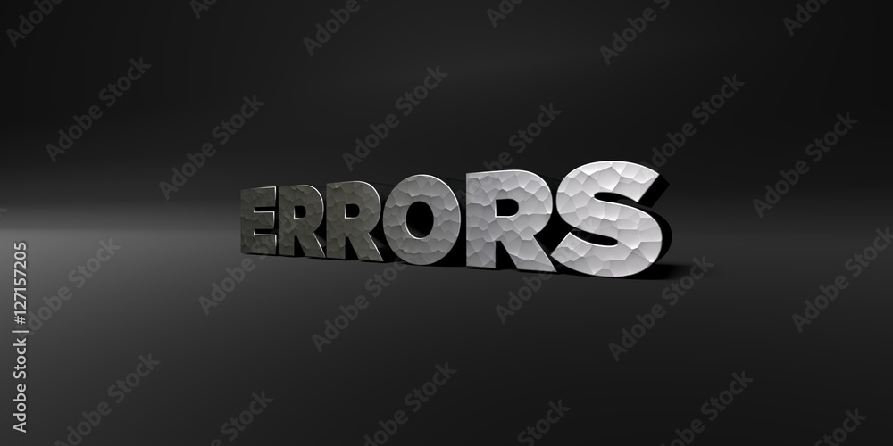 Fototapete errors - hammered metal finish text on black studio - 3d rendered royalty free stock photo. this ima