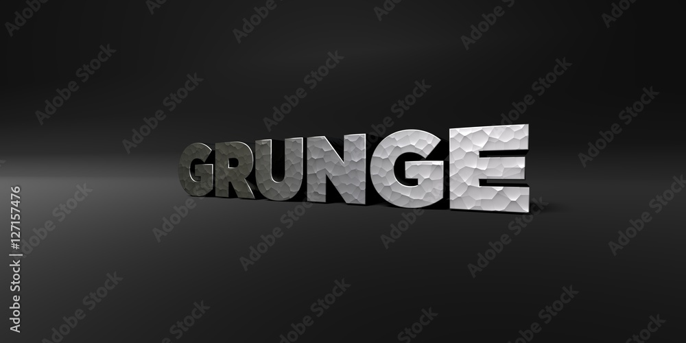 Fototapete grunge - hammered metal finish text on black studio - 3d rendered royalty free stock photo. this ima