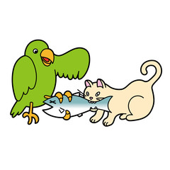 鳥と猫
