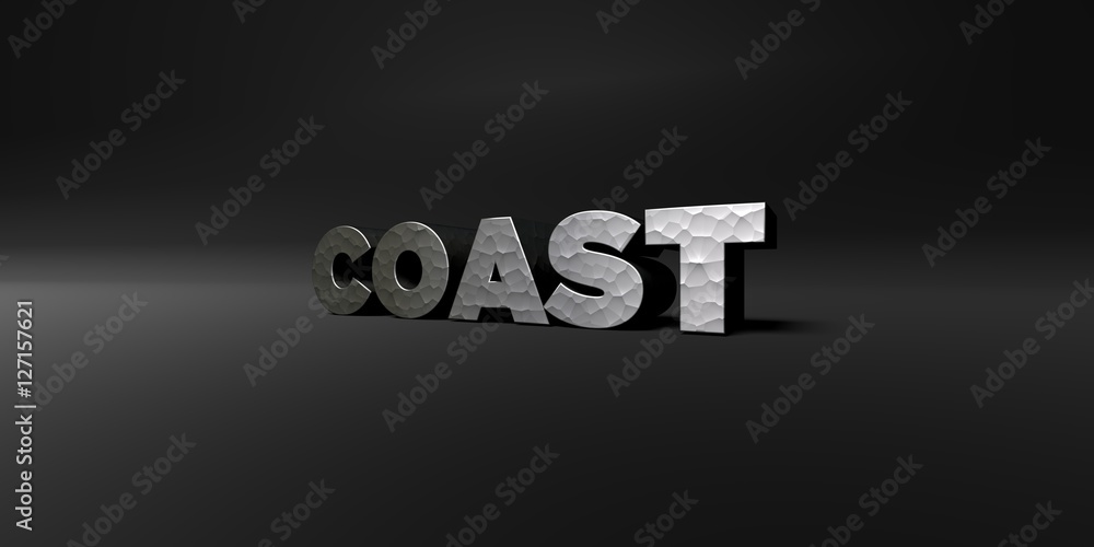 Fototapete coast - hammered metal finish text on black studio - 3d rendered royalty free stock photo. this imag