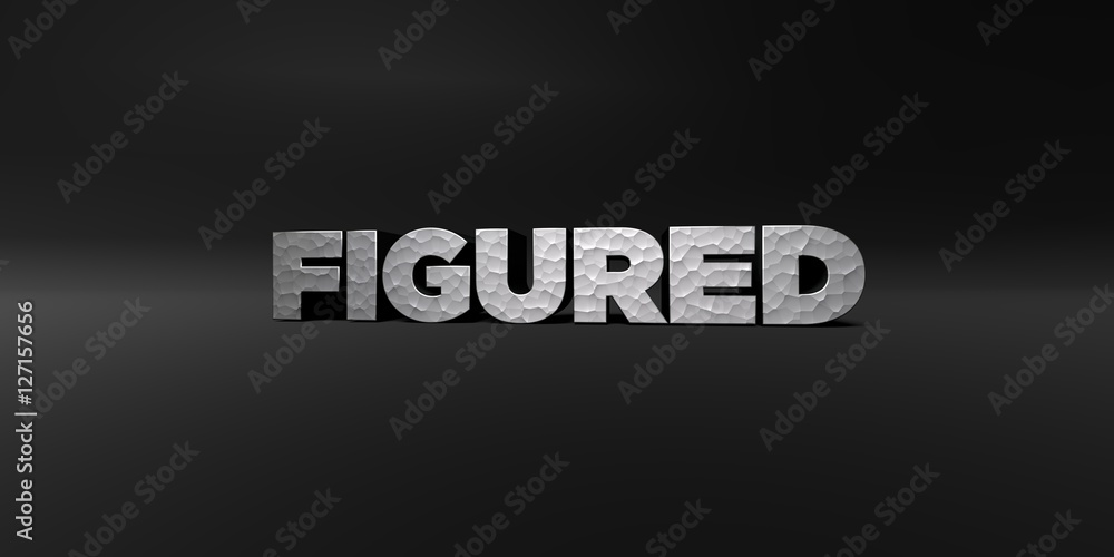 Fototapete figured - hammered metal finish text on black studio - 3d rendered royalty free stock photo. this im